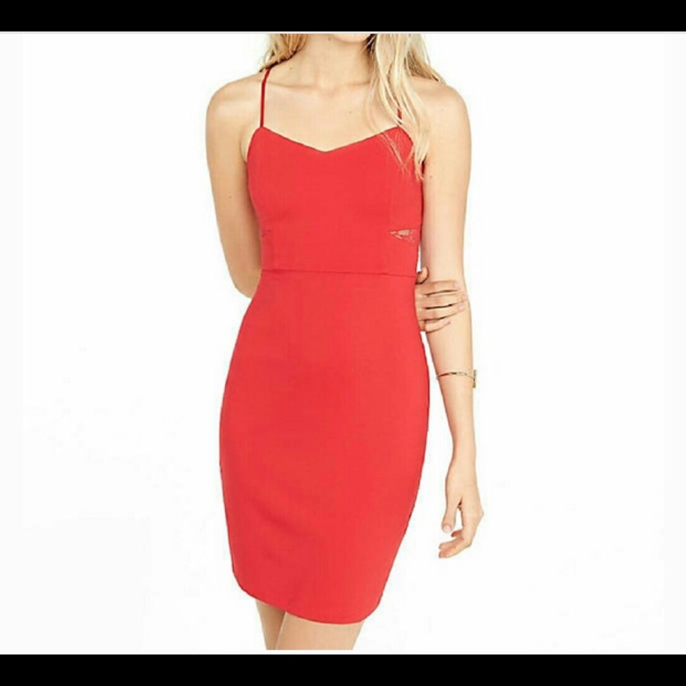 Express red lace side cut out dress. Size 2 NWT